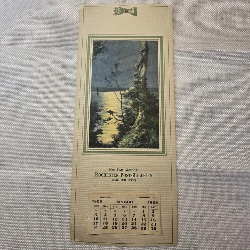 1926 Rochester Post-Bulletin Carrier Boys Calendar Brown & Bigelow Litho Print